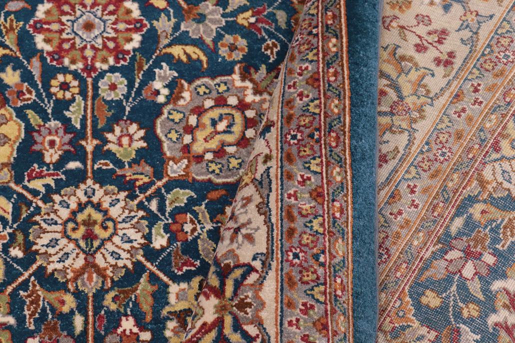 handmade Traditional Design Teal Blue Ivory Hand Knotted RECTANGLE 100% WOOL area rug 6'X9'