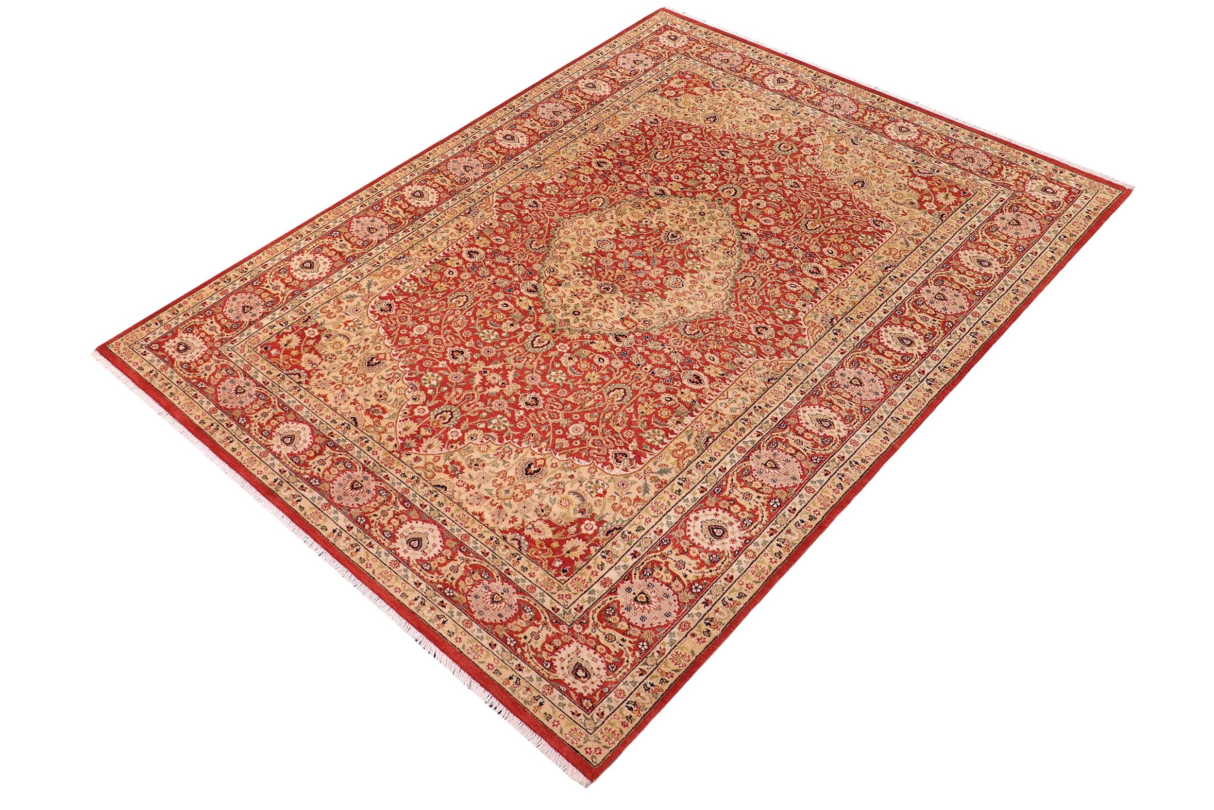 handmade Traditional Nauras Rust Rust Hand Knotted RECTANGLE 100% WOOL area rug 6' x 9'