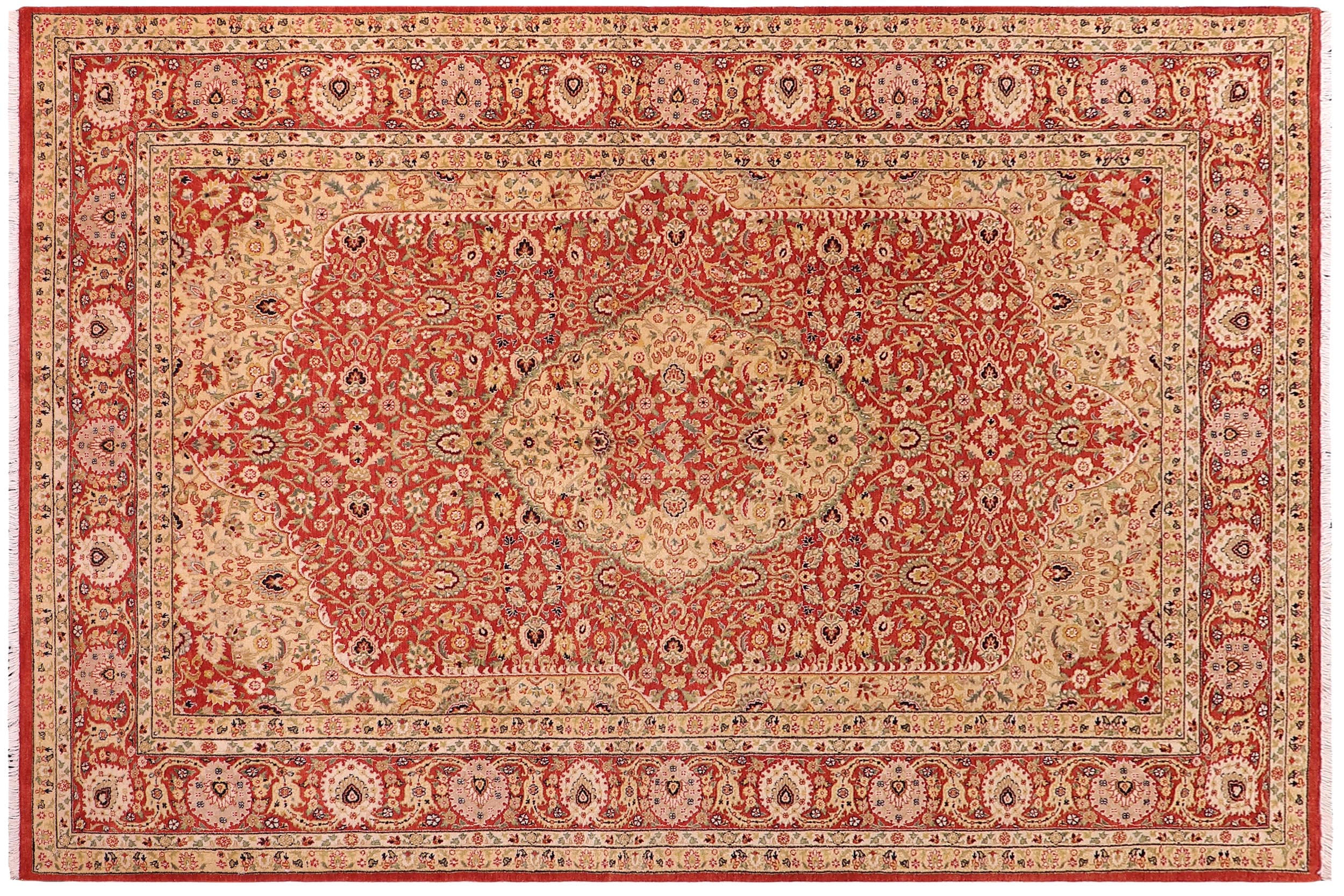 handmade Traditional Nauras Rust Rust Hand Knotted RECTANGLE 100% WOOL area rug 6' x 9'