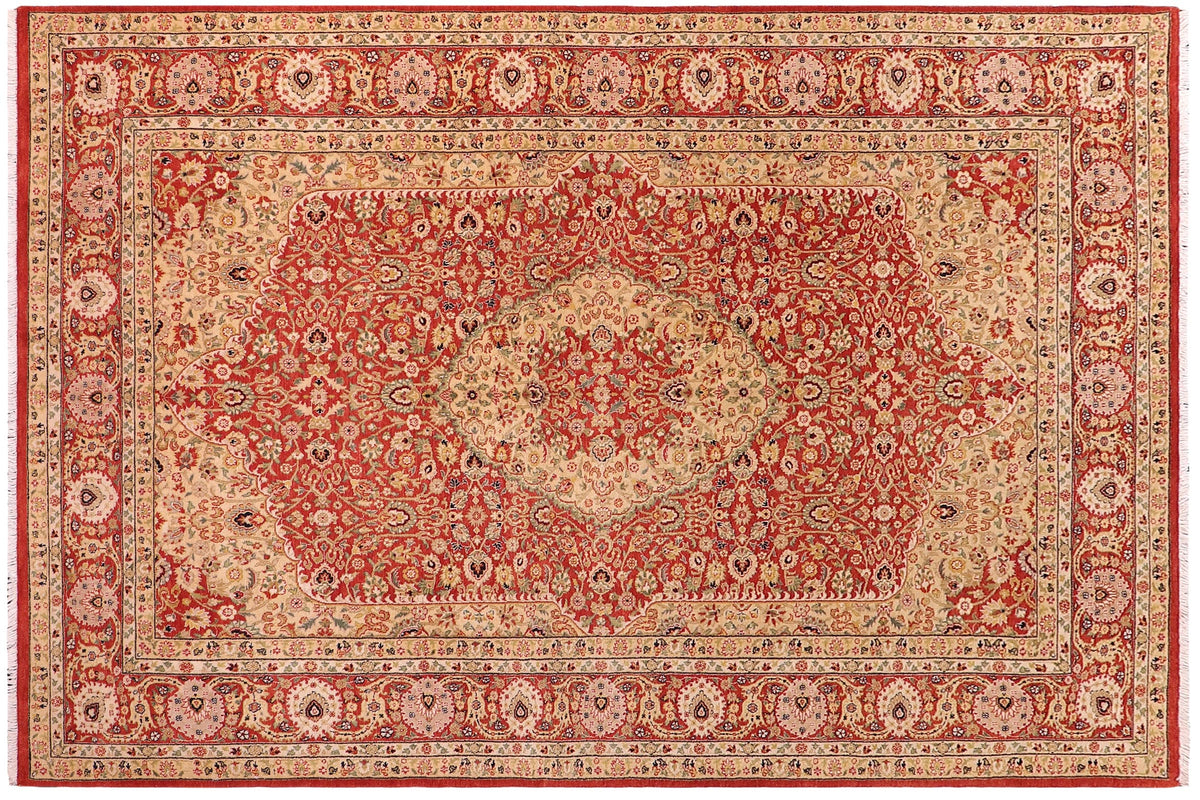 handmade Traditional Nauras Rust Rust Hand Knotted RECTANGLE 100% WOOL area rug 6' x 9'