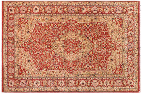 handmade Traditional Nauras Rust Rust Hand Knotted RECTANGLE 100% WOOL area rug 6' x 9'