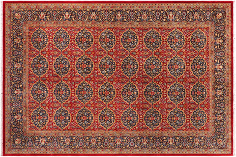 handmade Transitional Design Red Teal Blue Hand Knotted RECTANGLE 100% WOOL area rug 6' x 9'