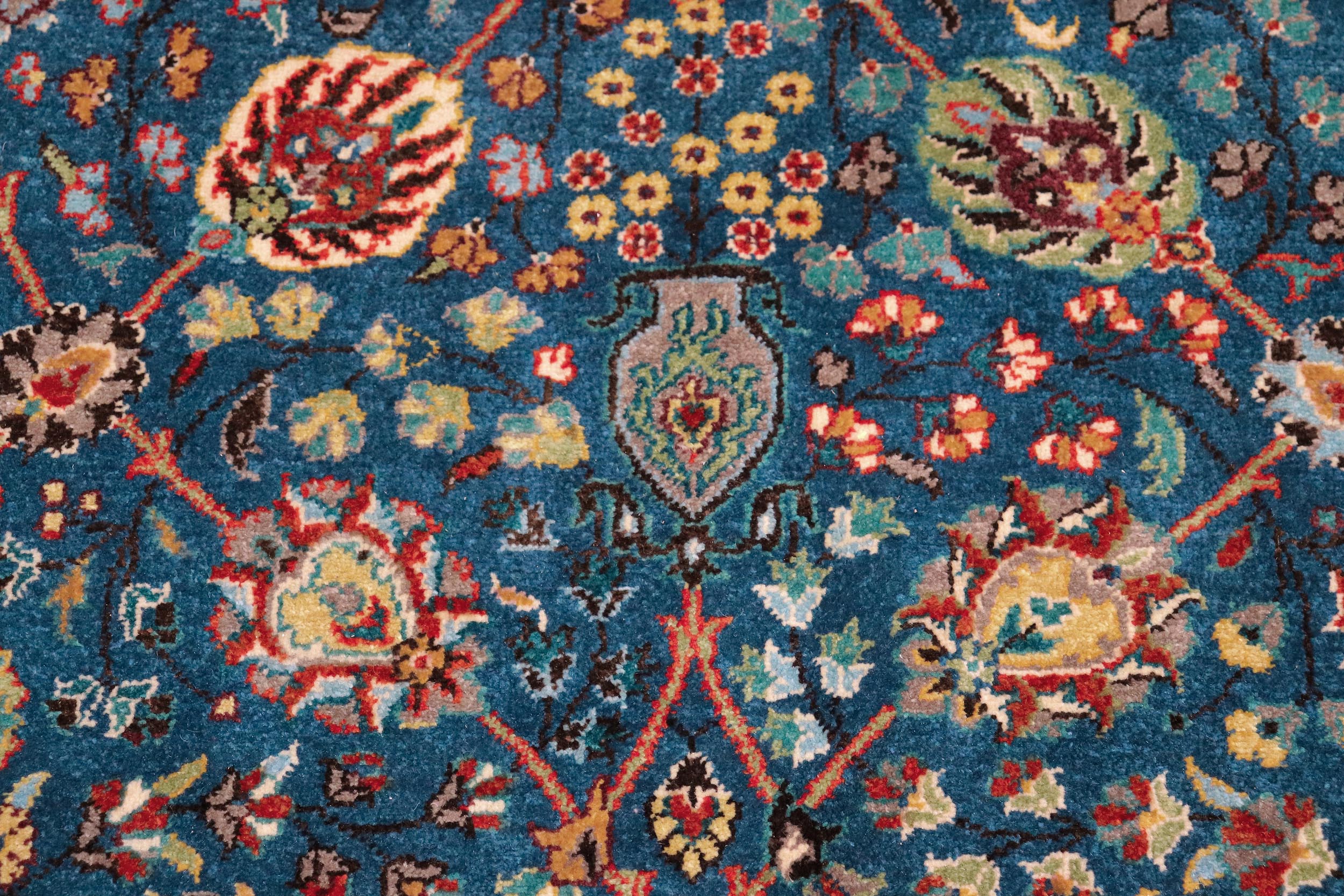 handmade Traditional Design Teal Blue Ivory Hand Knotted RECTANGLE 100% WOOL area rug 6' x 9'