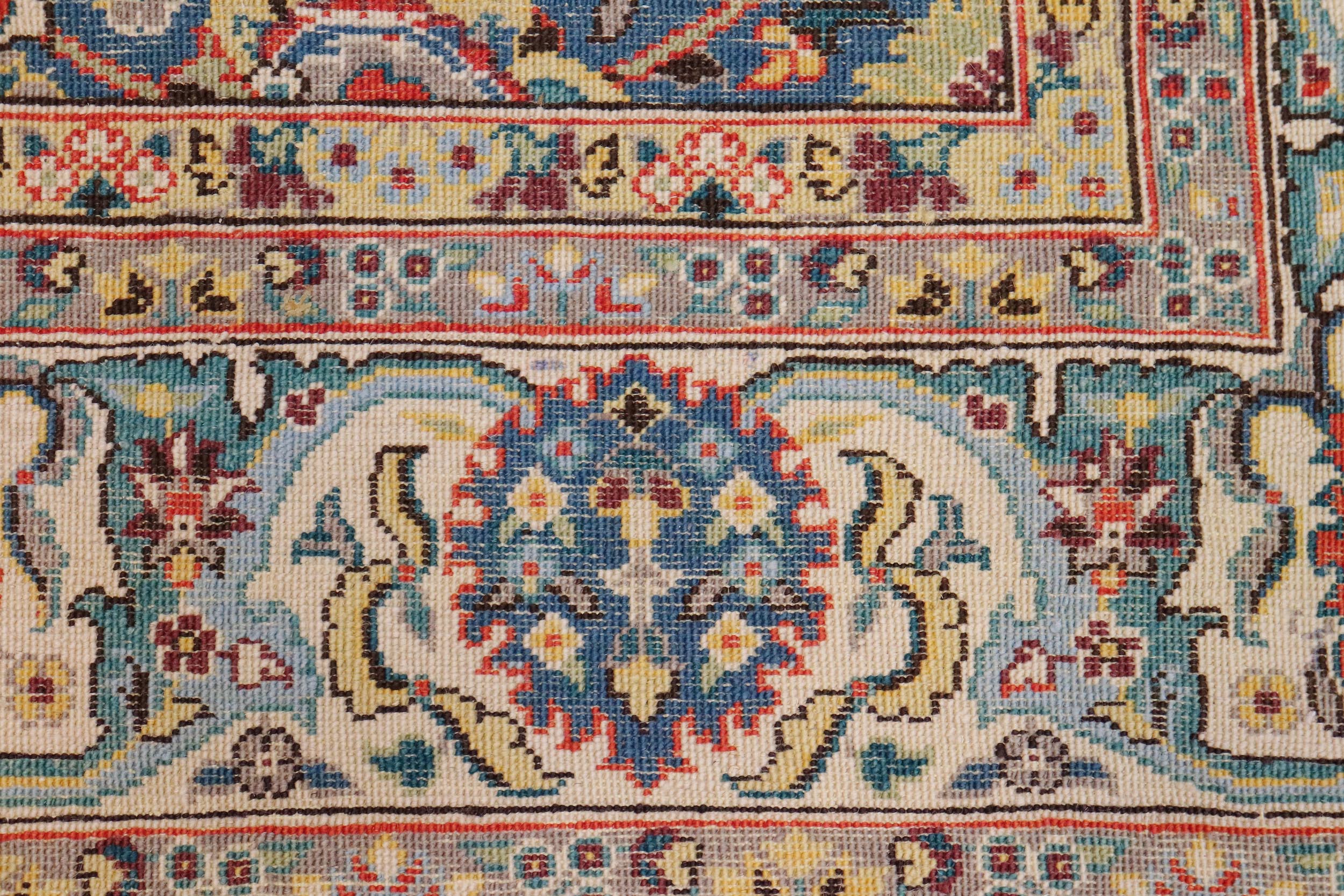 handmade Traditional Design Teal Blue Ivory Hand Knotted RECTANGLE 100% WOOL area rug 6' x 9'