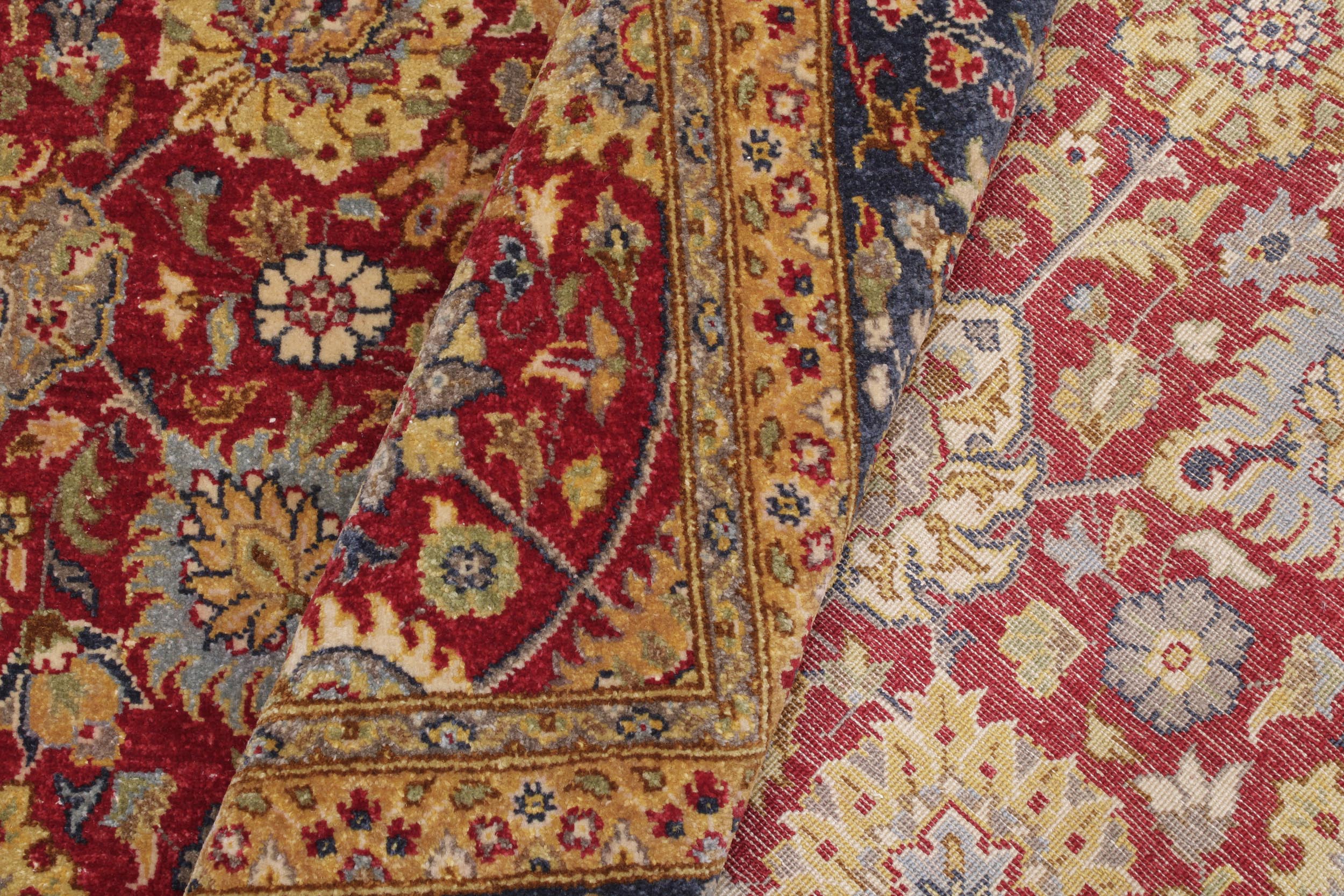 handmade Transitional Design Red Teal Hand Knotted RECTANGLE 100% WOOL area rug 6' x 9'