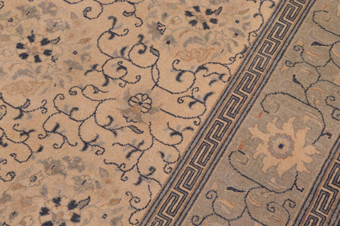 handmade Transitional Kafkaz Tan Green Hand Knotted RECTANGLE 100% WOOL area rug 6' x 9'