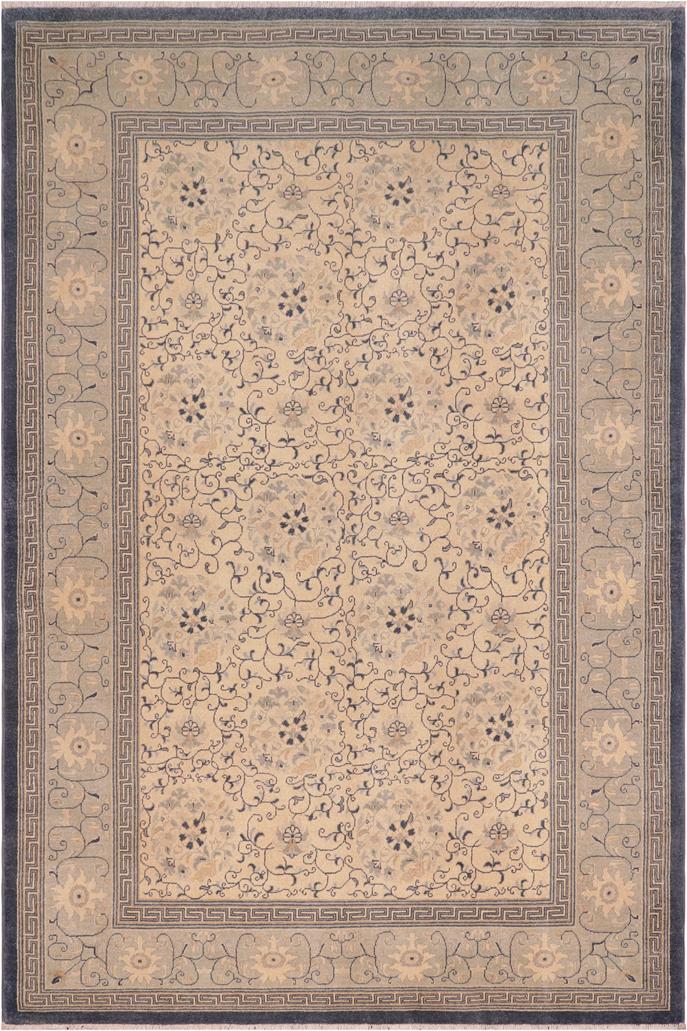 handmade Traditional Kafkaz Tan Green Hand Knotted RECTANGLE 100% WOOL area rug 6'X9'