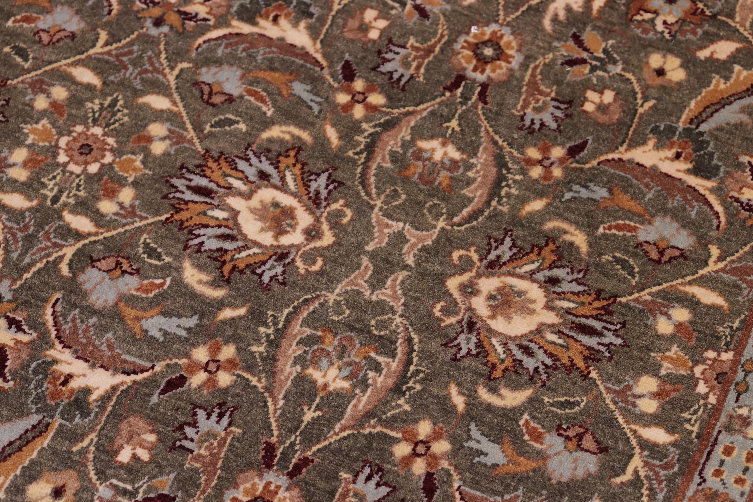 handmade Transitional Lahore Olive Green Lt. Gold Hand Knotted RECTANGLE 100% WOOL area rug 6' x 9'