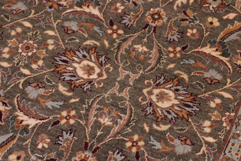 handmade Transitional Lahore Olive Green Lt. Gold Hand Knotted RECTANGLE 100% WOOL area rug 6' x 9'