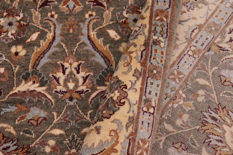 handmade Transitional Lahore Olive Green Lt. Gold Hand Knotted RECTANGLE 100% WOOL area rug 6' x 9'