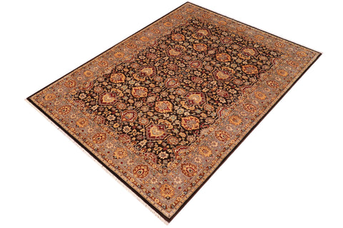 handmade Traditional Lahore Brown Lt. Brown Hand Knotted RECTANGLE 100% WOOL area rug 6' x 9'