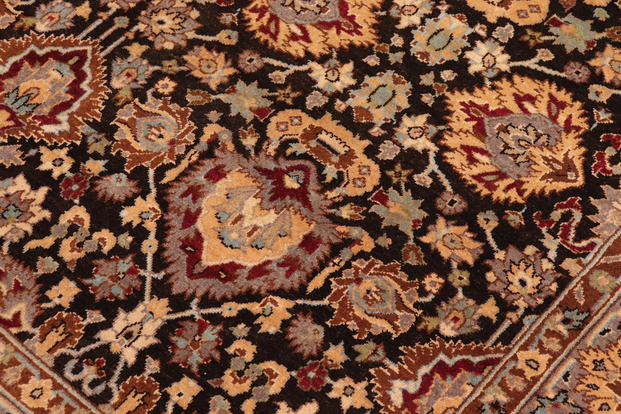 handmade Traditional Lahore Brown Lt. Brown Hand Knotted RECTANGLE 100% WOOL area rug 6' x 9'