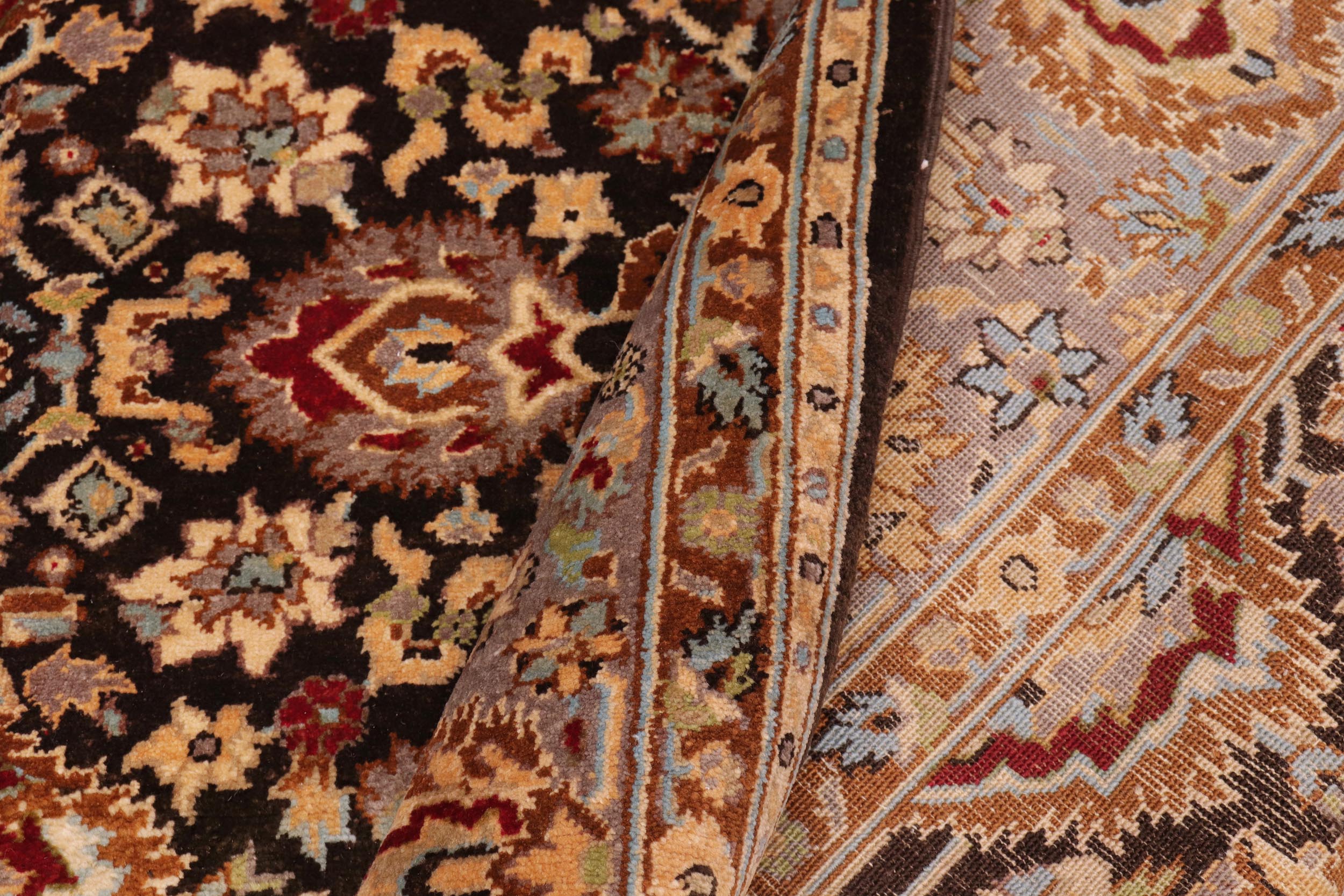 handmade Traditional Lahore Brown Lt. Brown Hand Knotted RECTANGLE 100% WOOL area rug 6' x 9'
