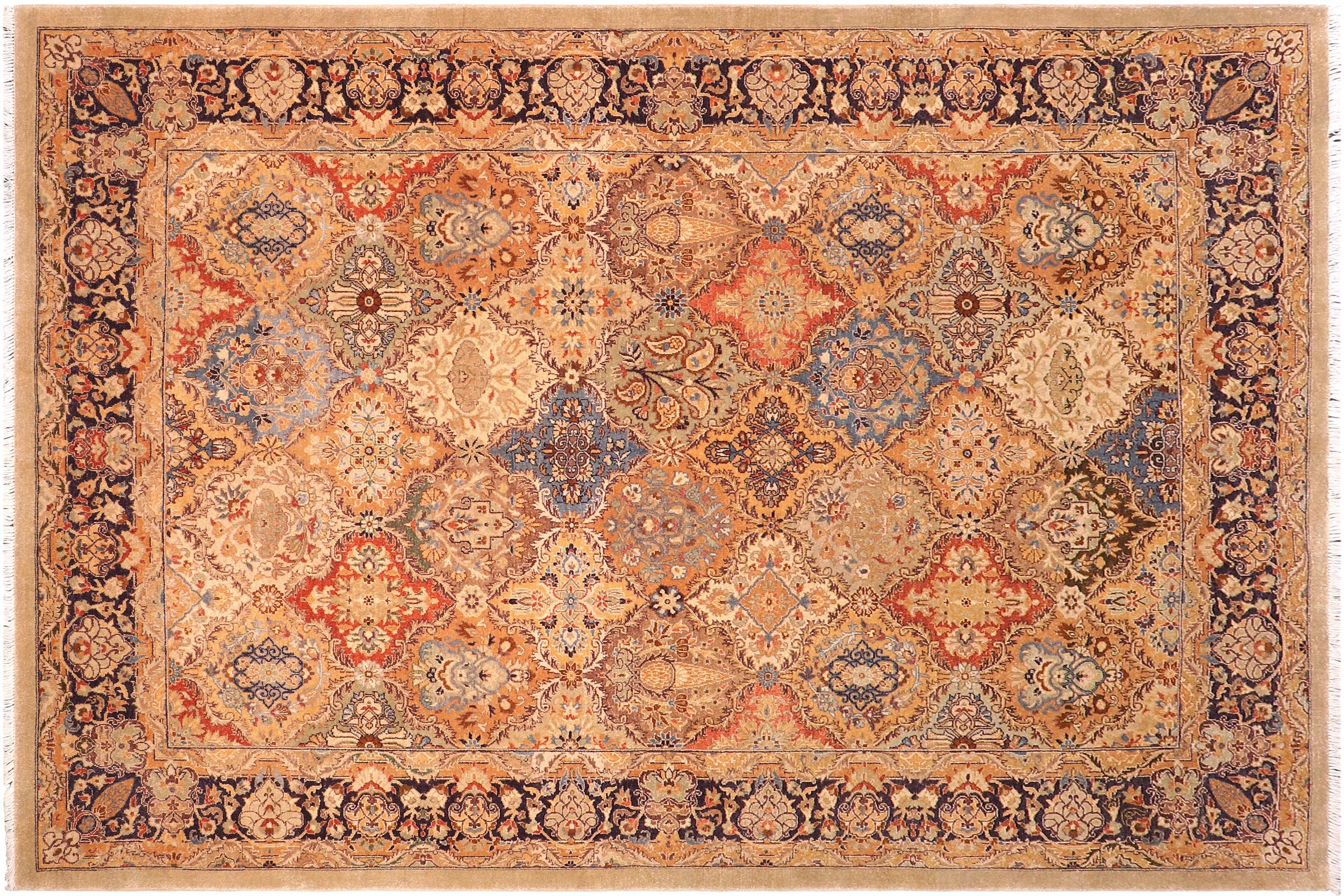 handmade Transitional Design Lt. Gold Multi Hand Knotted RECTANGLE 100% WOOL area rug 6' x 9'