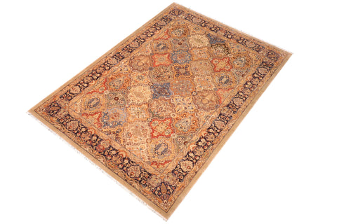 handmade Transitional Design Lt. Gold Multi Hand Knotted RECTANGLE 100% WOOL area rug 6' x 9'