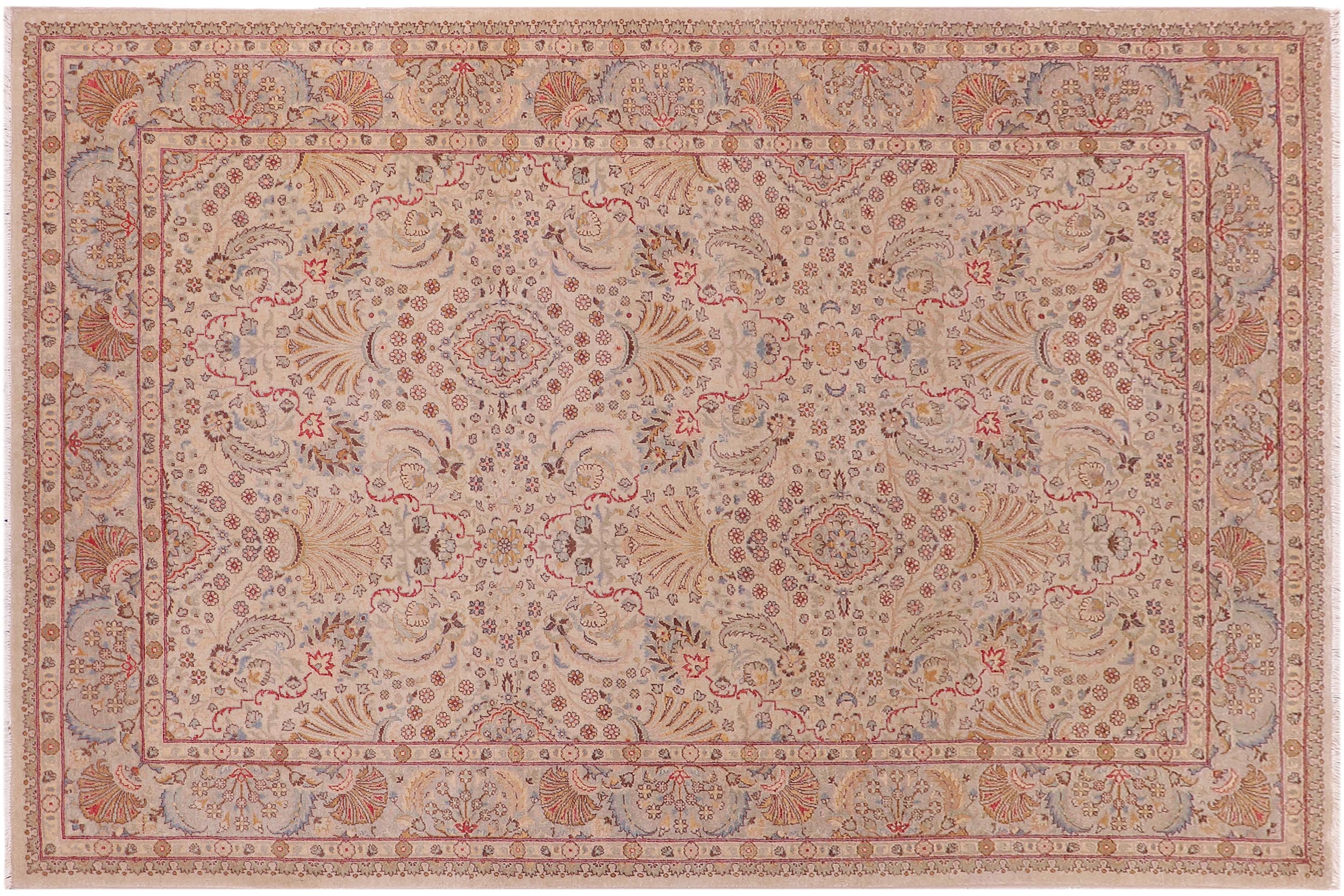 handmade Transitional Design Lt. Gray Lt. Gray Hand Knotted RECTANGLE 100% WOOL area rug 6' x 9'