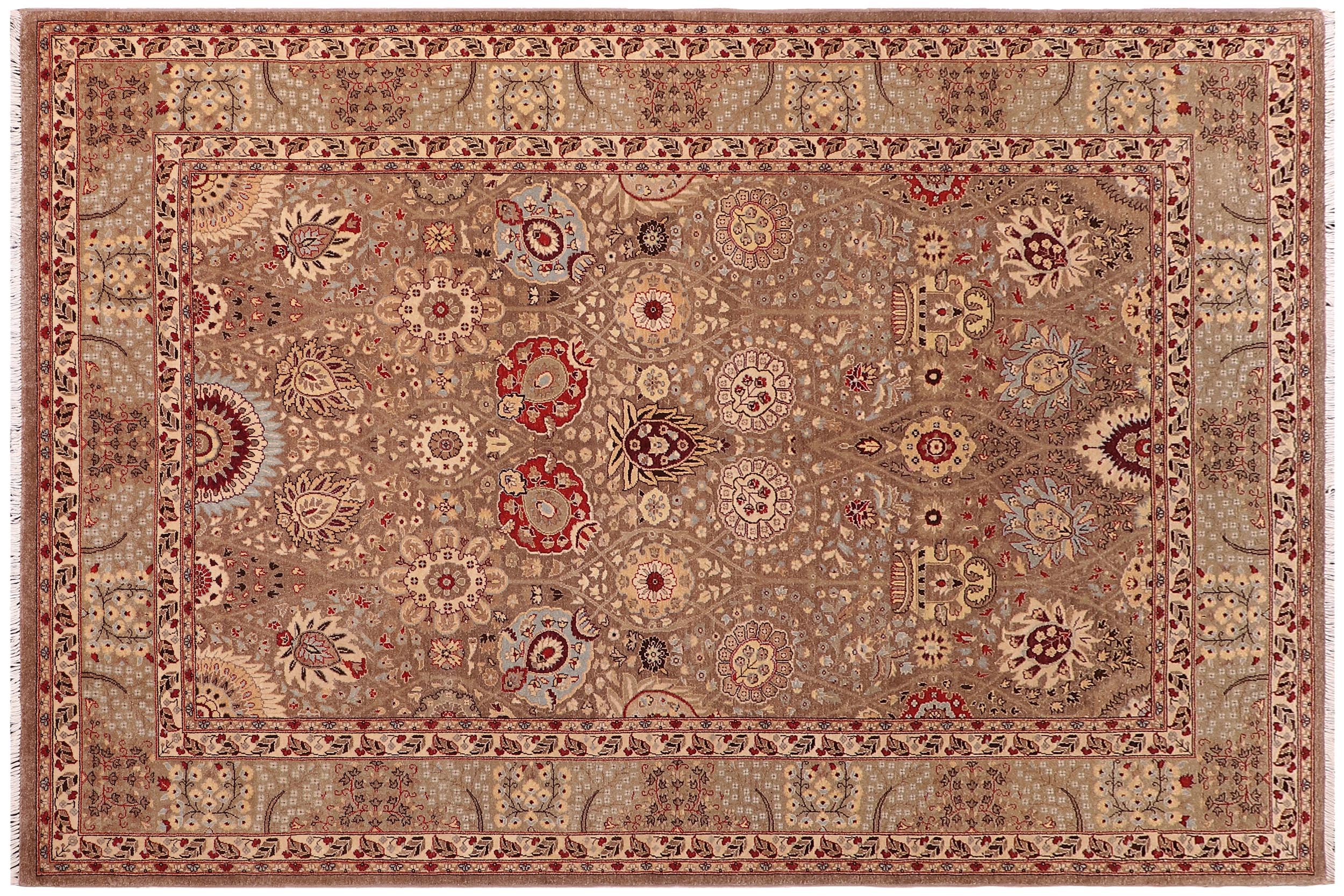 handmade Traditional  Lt. Brown Lt. Brown Hand Knotted RECTANGLE 100% WOOL area rug 6' x 9'