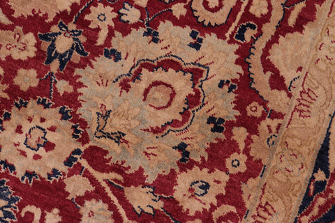 handmade Transitional Anmol Agra Red Blue Hand Knotted RECTANGLE 100% WOOL area rug 6 x 9