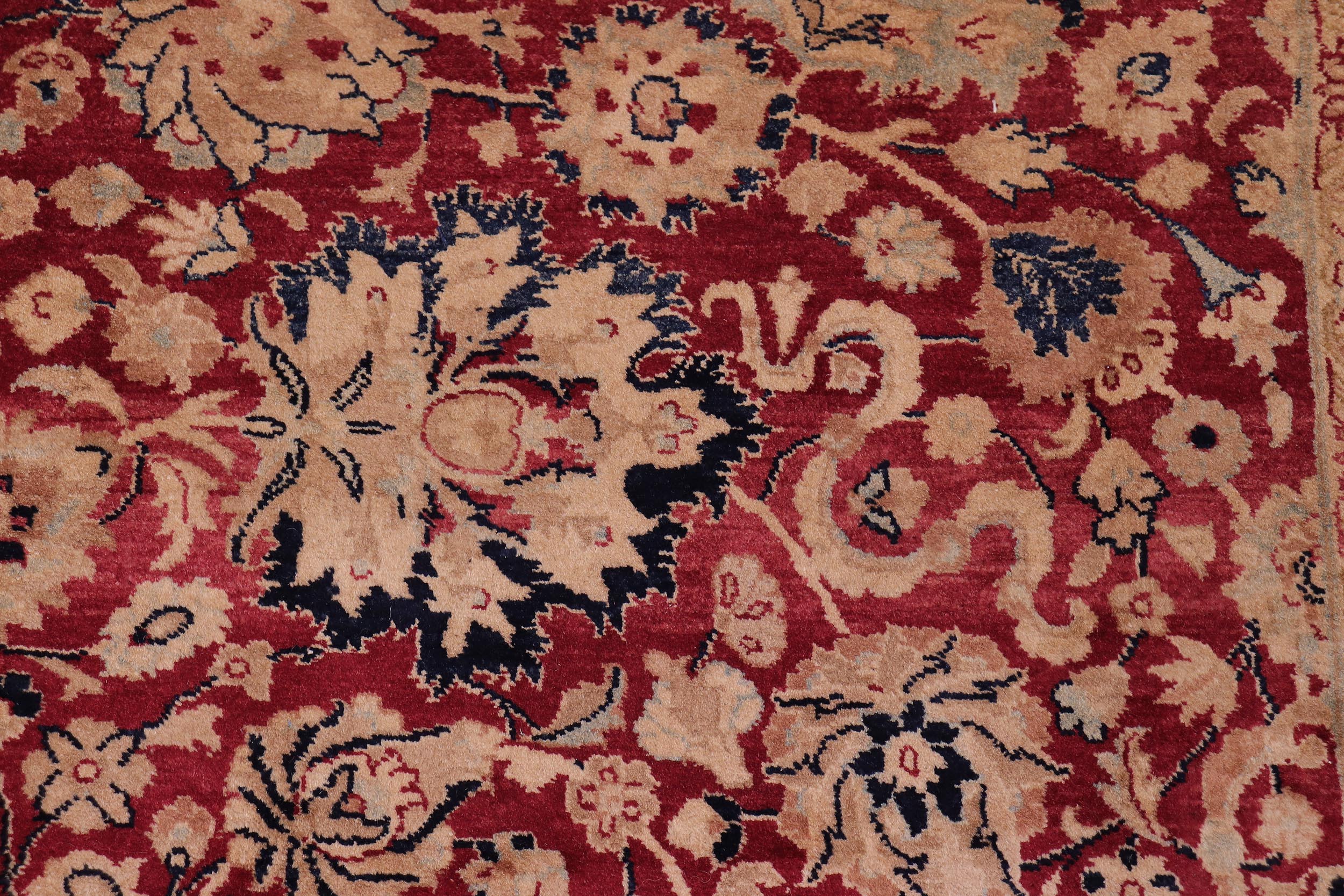 handmade Transitional Anmol Agra Red Blue Hand Knotted RECTANGLE 100% WOOL area rug 6 x 9