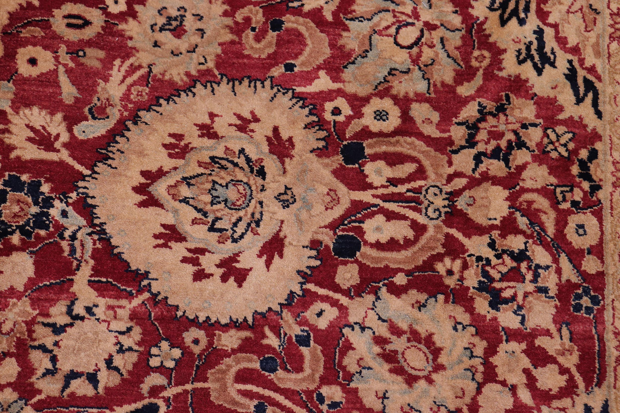 handmade Transitional Anmol Agra Red Blue Hand Knotted RECTANGLE 100% WOOL area rug 6 x 9