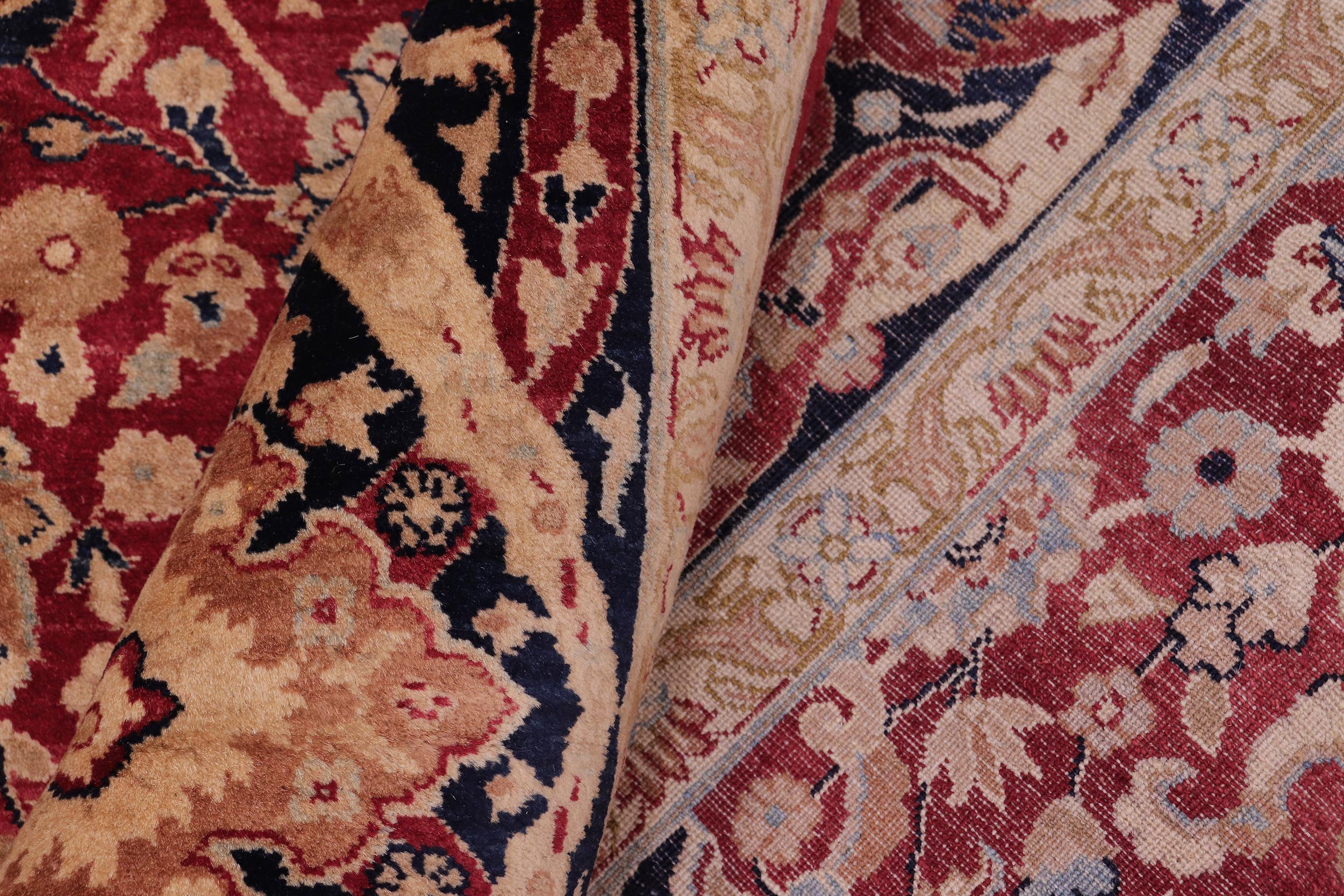 handmade Transitional Anmol Agra Red Blue Hand Knotted RECTANGLE 100% WOOL area rug 6 x 9