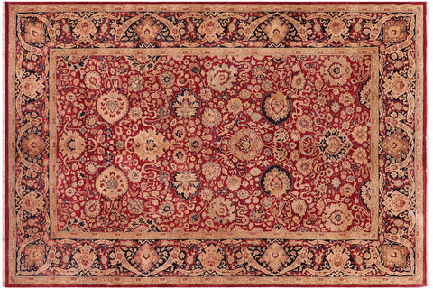 handmade Transitional Anmol Agra Red Blue Hand Knotted RECTANGLE 100% WOOL area rug 6 x 9