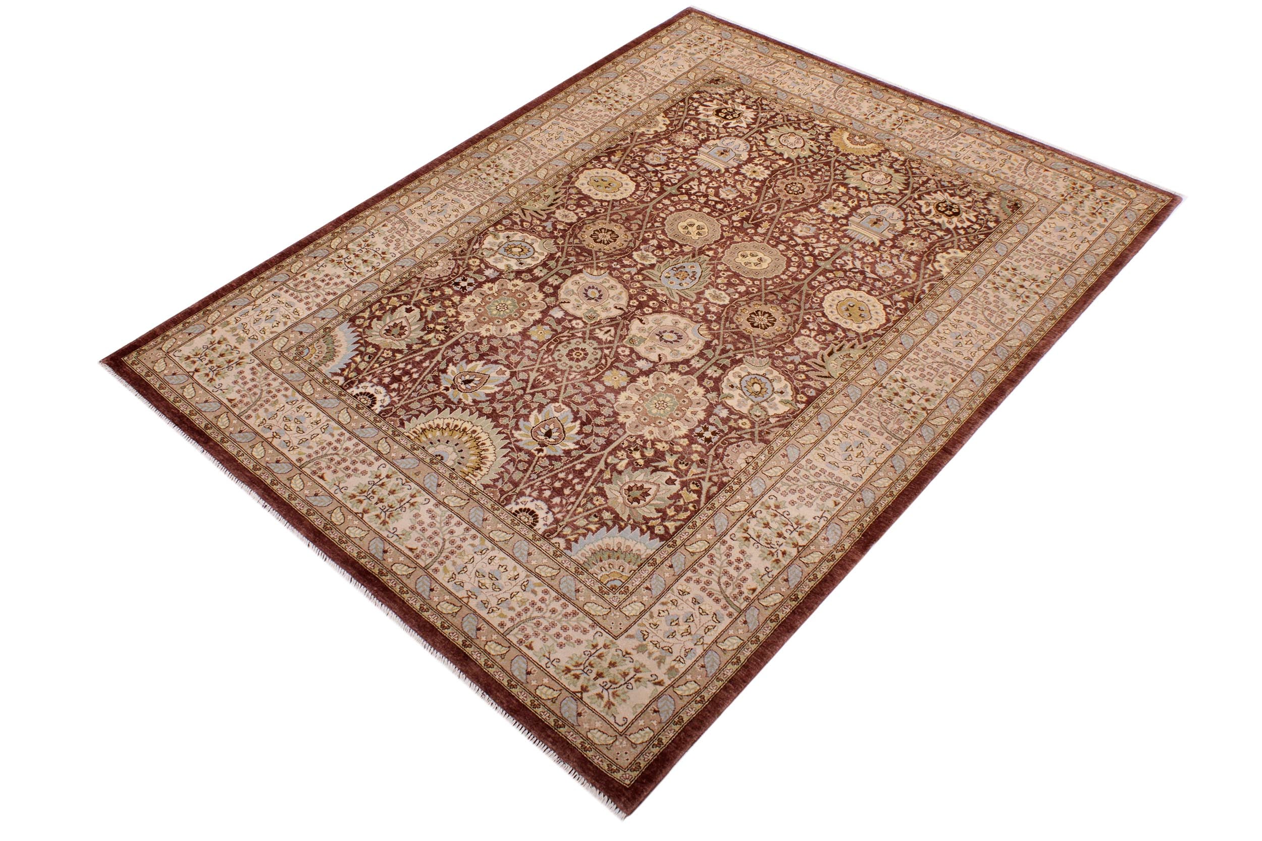 handmade Traditional Kafkaz Brown Lt. Tan Hand Knotted RECTANGLE 100% WOOL area rug 6' x 9'