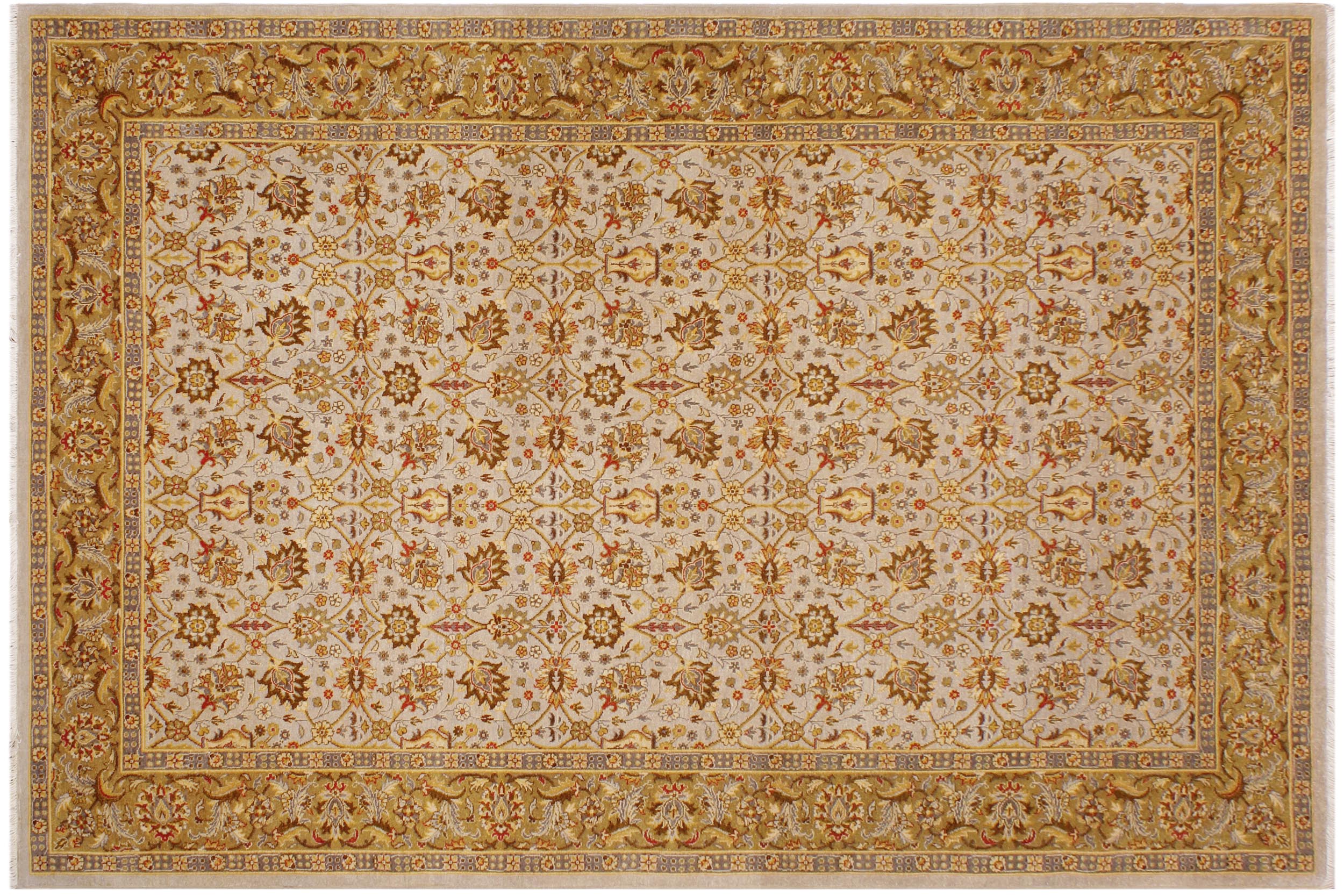handmade Transitional Design Lt. Gray Gold Hand Knotted RECTANGLE 100% WOOL area rug 6' x 9'
