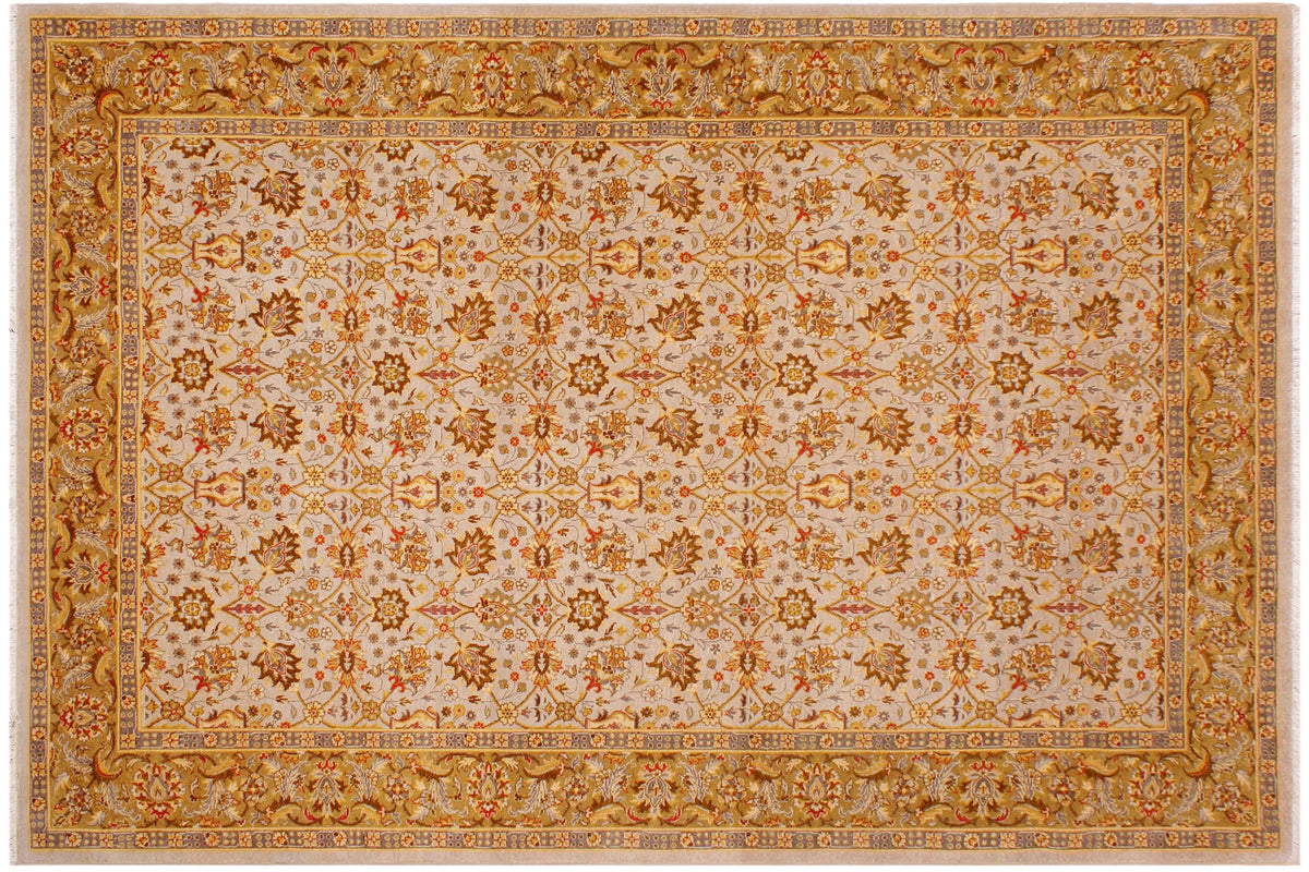 handmade Transitional Design Lt. Gray Gold Hand Knotted RECTANGLE 100% WOOL area rug 6' x 9'