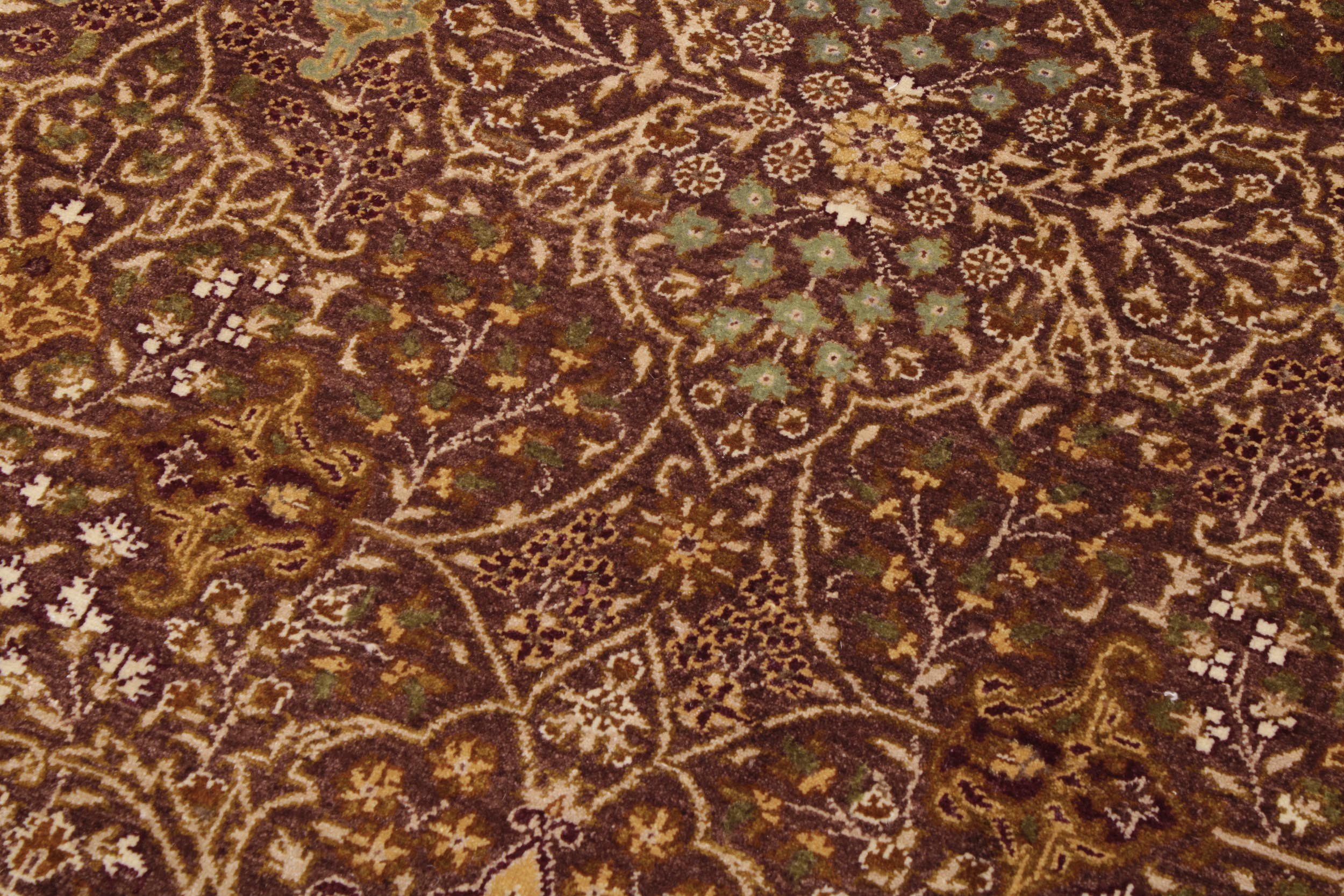 handmade Traditional New Wahid Brown Ivory Hand Knotted RECTANGLE 100% WOOL area rug 6' x 9'