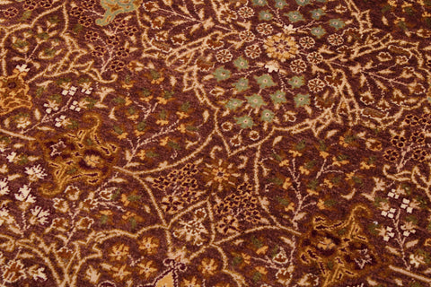 handmade Traditional New Wahid Brown Ivory Hand Knotted RECTANGLE 100% WOOL area rug 6' x 9'