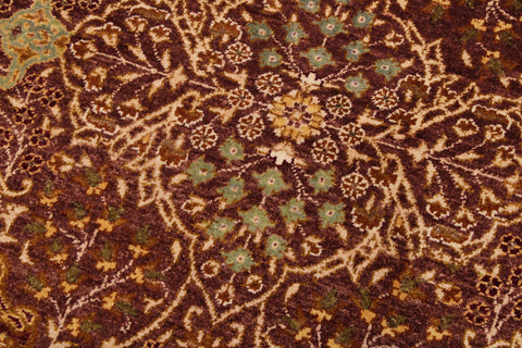 handmade Traditional New Wahid Brown Ivory Hand Knotted RECTANGLE 100% WOOL area rug 6' x 9'