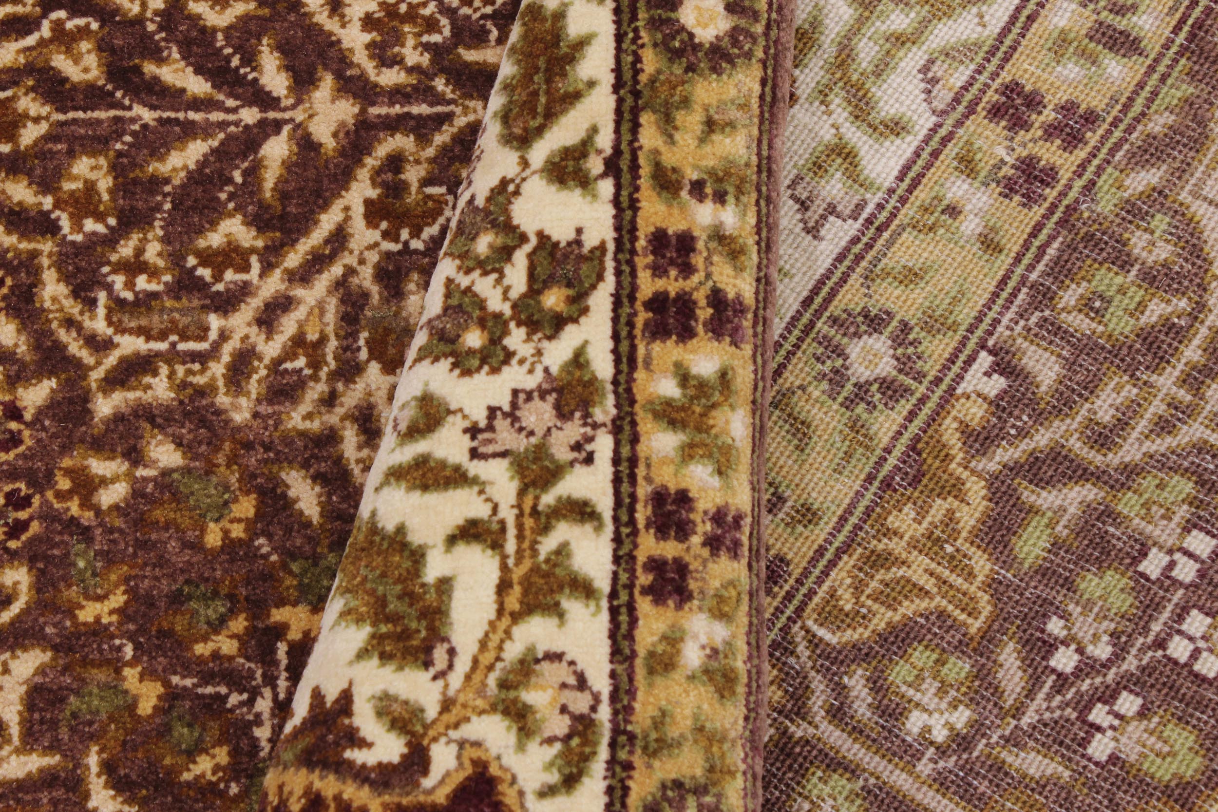handmade Traditional New Wahid Brown Ivory Hand Knotted RECTANGLE 100% WOOL area rug 6' x 9'