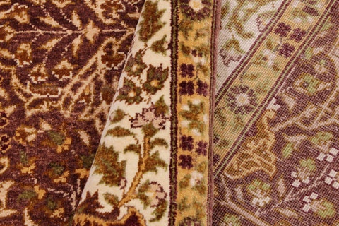 handmade Traditional New Wahid Brown Ivory Hand Knotted RECTANGLE 100% WOOL area rug 6' x 9'