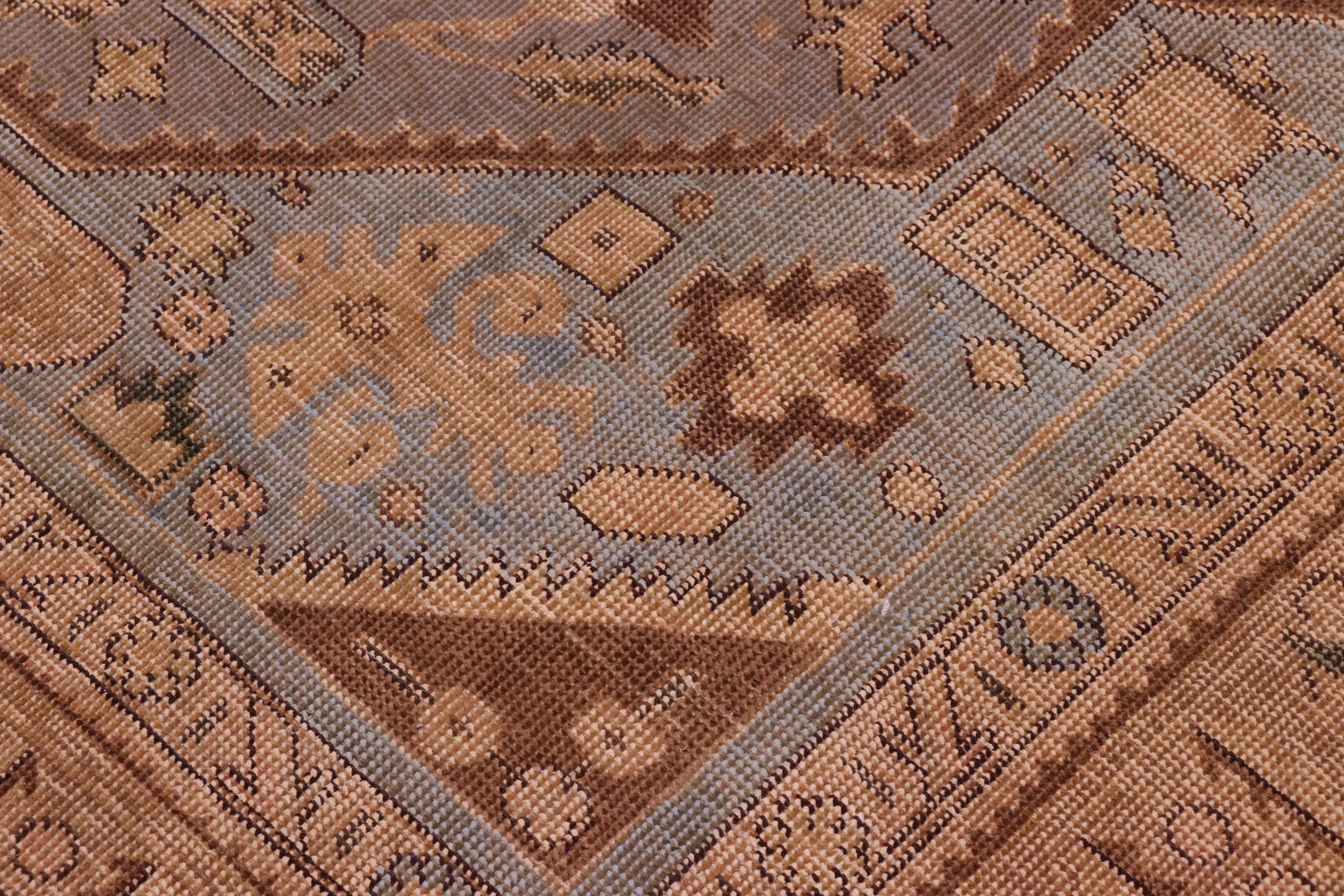 handmade Vintage Hand Painte Gray Tan Hand Knotted RECTANGLE 100% WOOL area rug 8' x 11'