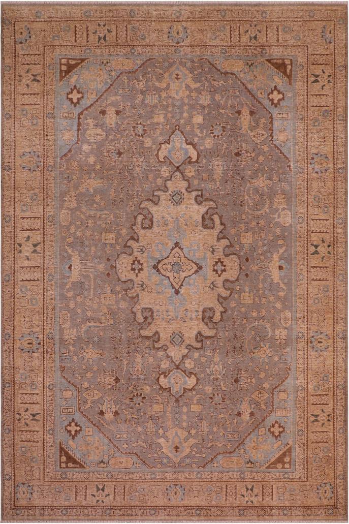 handmade Vintage Hand Painte Gray Tan Hand Knotted RECTANGLE 100% WOOL area rug 8X11