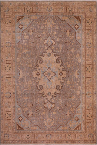 handmade Vintage Hand Painte Gray Tan Hand Knotted RECTANGLE 100% WOOL area rug 8X11