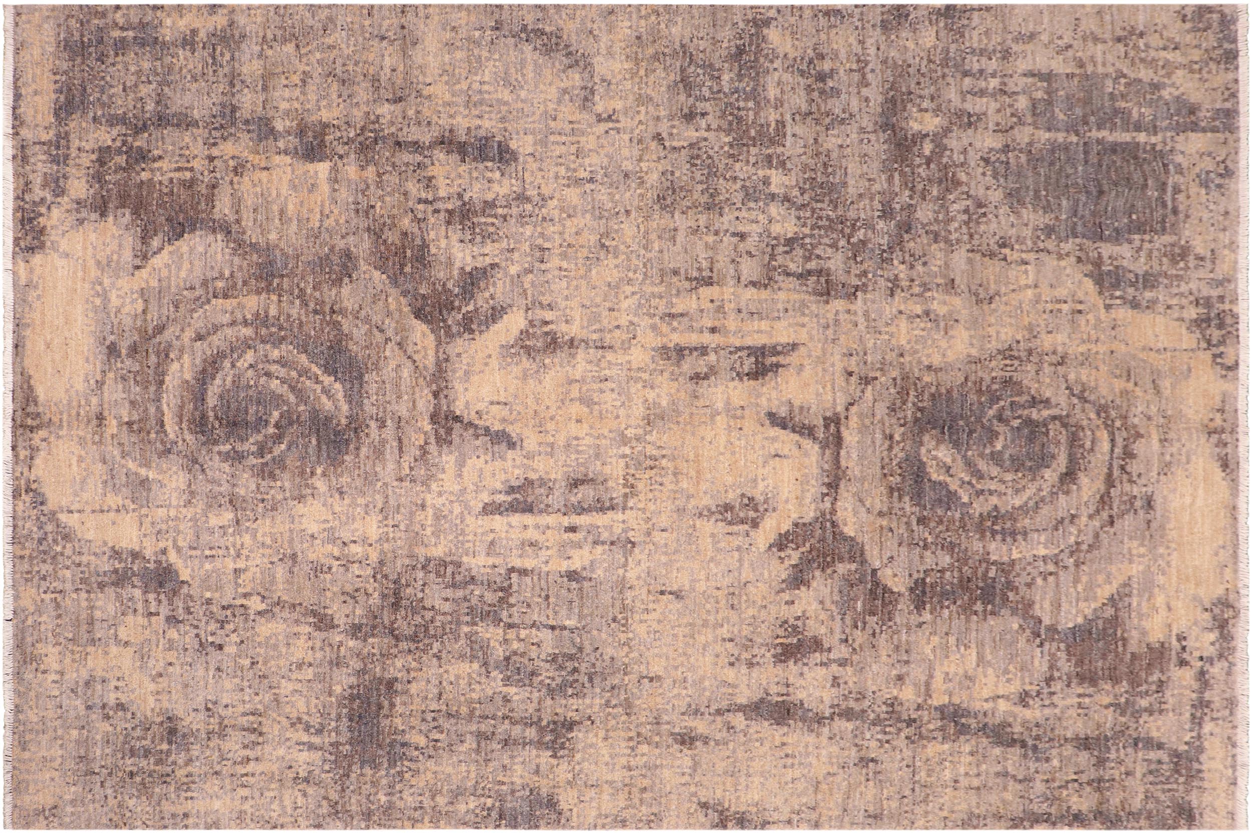 handmade Modern Kafkaz Beige Brown Hand Knotted RECTANGLE 100% WOOL area rug 8' x 10'