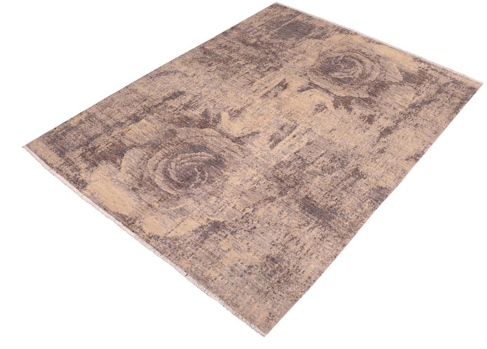 handmade Modern Kafkaz Beige Brown Hand Knotted RECTANGLE 100% WOOL area rug 8X10