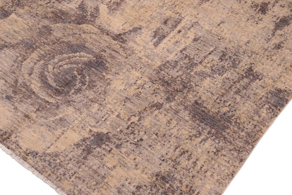 handmade Modern Kafkaz Beige Brown Hand Knotted RECTANGLE 100% WOOL area rug 8X10