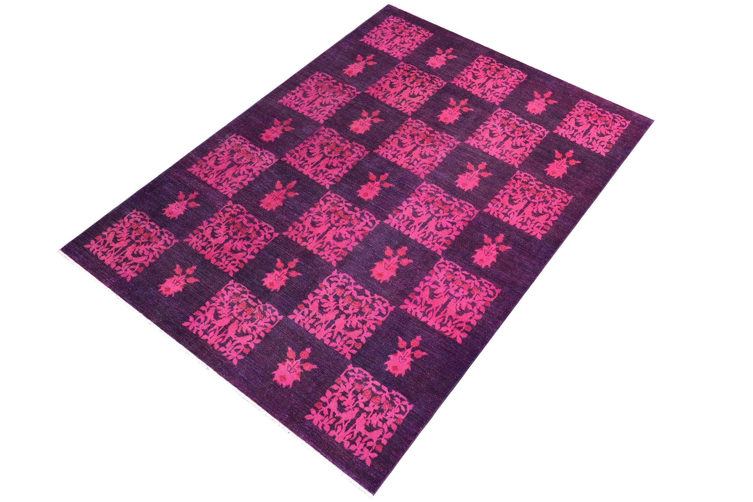 handmade Over Dyed Over Dyed Purple Purple Hand Knotted RECTANGLE 100% WOOL area rug 8' x 9'