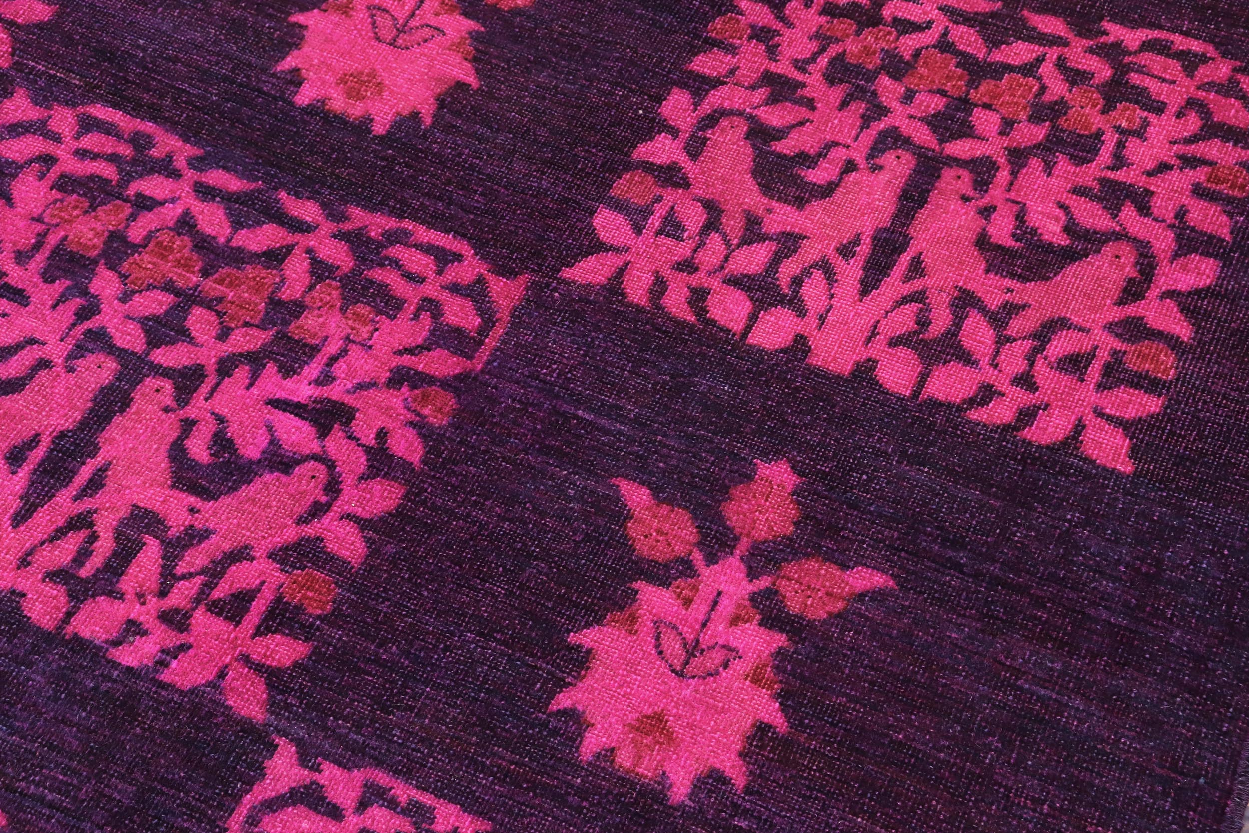 handmade Over Dyed Over Dyed Purple Purple Hand Knotted RECTANGLE 100% WOOL area rug 8' x 9'