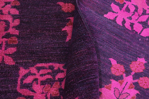 handmade Over Dyed Over Dyed Purple Purple Hand Knotted RECTANGLE 100% WOOL area rug 8' x 9'