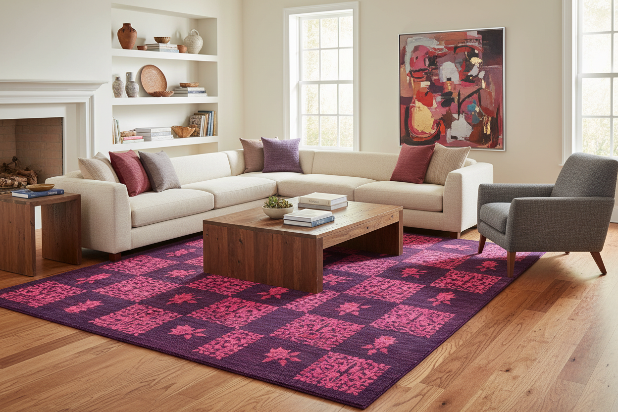 handmade Over Dyed Over Dyed Purple Purple Hand Knotted RECTANGLE 100% WOOL area rug 8' x 9'