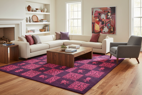 handmade Over Dyed Over Dyed Purple Purple Hand Knotted RECTANGLE 100% WOOL area rug 8' x 9'