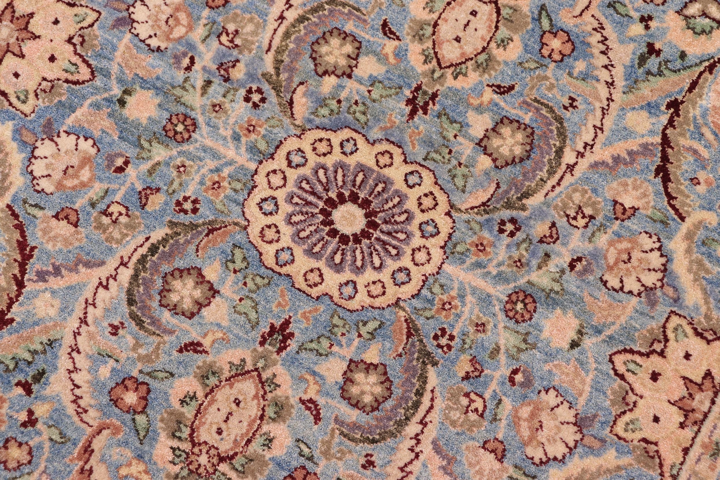 handmade Traditional Qaseem Bond Lt. Blue Lt. Green Hand Knotted RECTANGLE 100% WOOL area rug 6x9