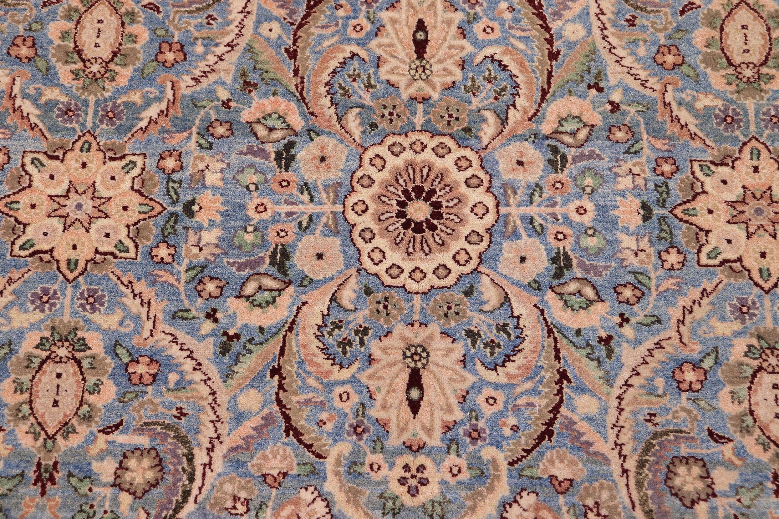 handmade Traditional Qaseem Bond Lt. Blue Lt. Green Hand Knotted RECTANGLE 100% WOOL area rug 6x9