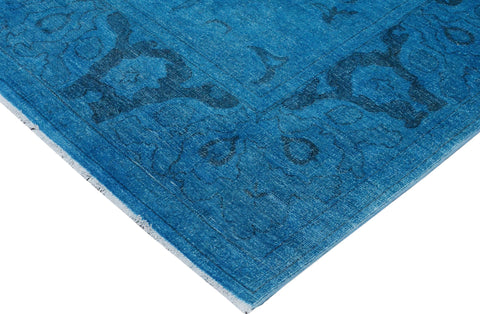 handmade Over Dyed Over Dyed Blue Blue Hand Knotted RECTANGLE 100% WOOL area rug 8' x 10'