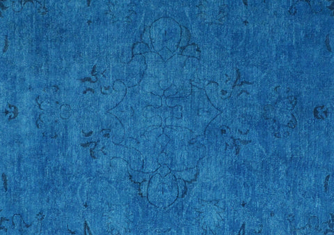 handmade Over Dyed Over Dyed Blue Blue Hand Knotted RECTANGLE 100% WOOL area rug 8' x 10'