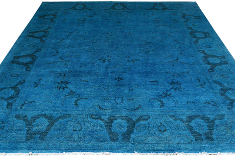 handmade Over Dyed Over Dyed Blue Blue Hand Knotted RECTANGLE 100% WOOL area rug 8' x 10'